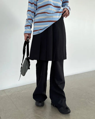 Pleated skirt and slacks set