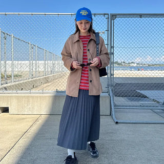 Suede mid-length coat