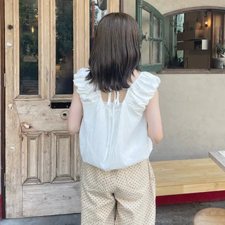 Back ribbon shirred blouse