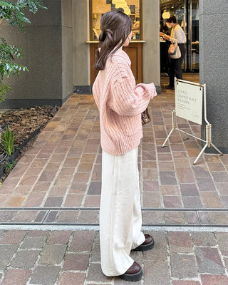 Ribbed Collar Pocket Cardigan