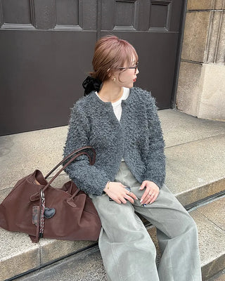 Boucle V-neck cardigan