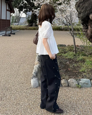 Square neck puff blouse