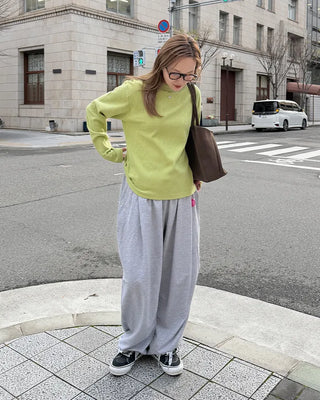 Round neck waffle long t-shirt