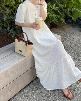Long dress with ruffled hem