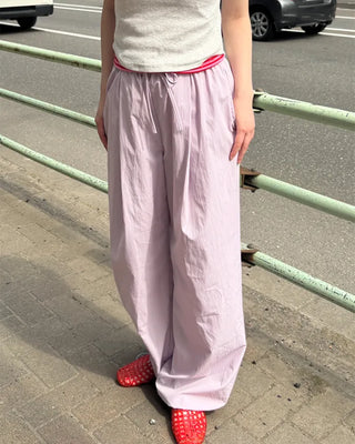 Colorful pintuck wide-leg pants