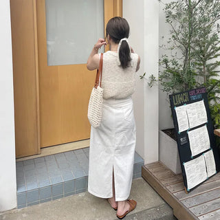 Cotton straight long skirt