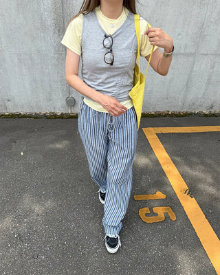 Wide-fit striped easy pants