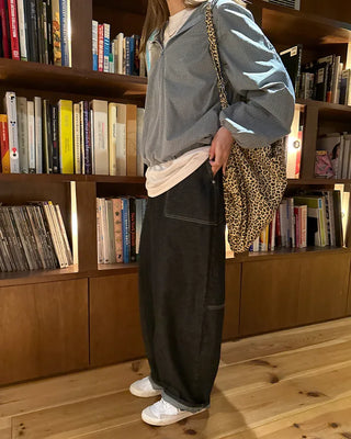 Stitch pocket raw denim pants