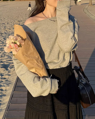 Simple off-shoulder sweatshirt