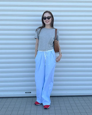 Color-blocked mini striped pants