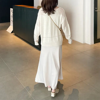 Boat neck sheer knit