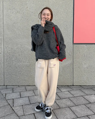 Fleece easy pants with pocket patch