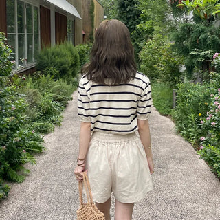 Striped short-sleeved knit