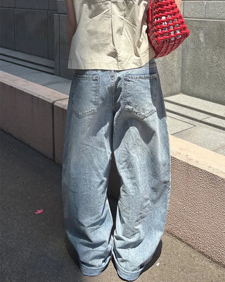 Basic wide-leg denim pants