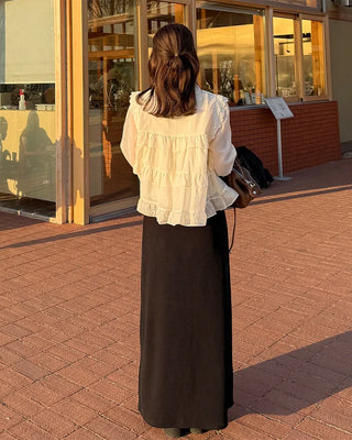Ribbed maxi long skirt