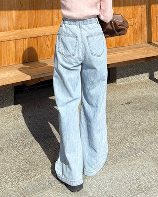 Front patch pocket wide-fit denim pants