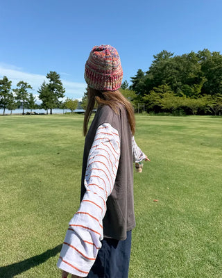 Vintage star print sleeve striped T-shirt