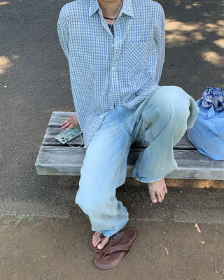 Leather strap thong sandals