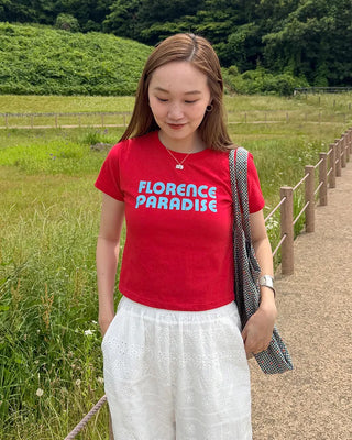 Pigment lettering half-sleeve T-shirt
