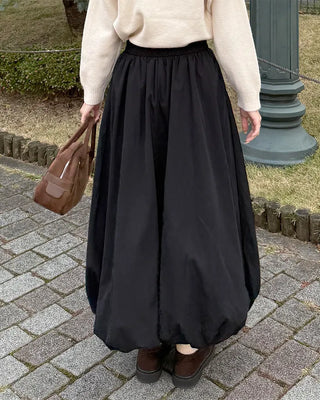 Balloon long elastic waist skirt