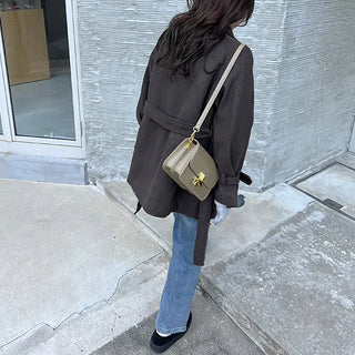 Belted trench short coat