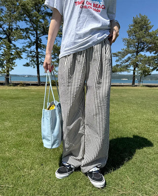 Simple striped banding pants