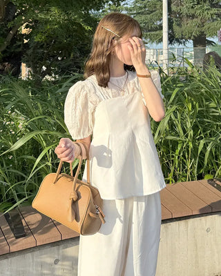 Pintuck bustier and slacks set
