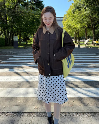 Polka Dot Frill Midi Skirt