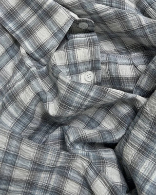 Gingham check point long-sleeved shirt