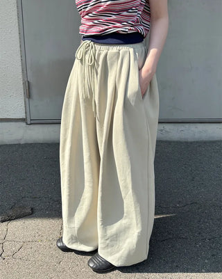 Waistband String Pintuck Sweatpants