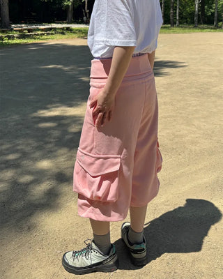 Wide-waist pocket Bermuda shorts