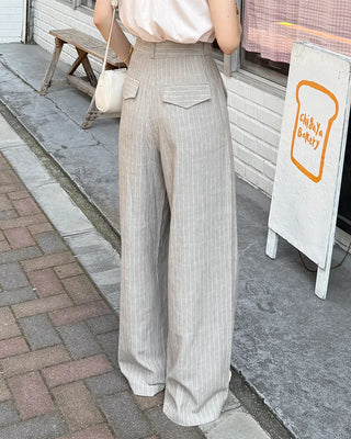 Striped wide slacks