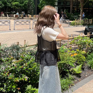Double-strap sheer bustier