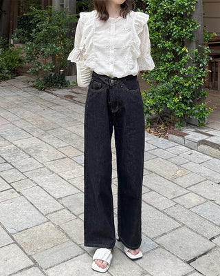 Punched ruffle blouse