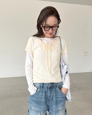 See-through short-sleeved T-shirt