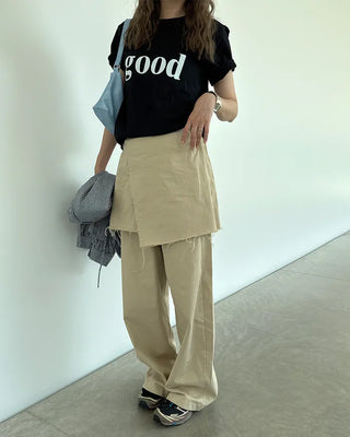 Layered wrap skirt pants
