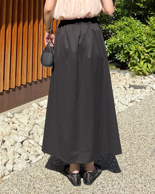 Belted A-line simple long skirt