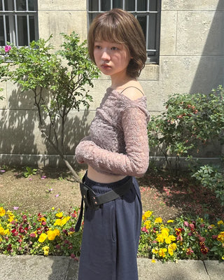 Lace sheer off-shoulder