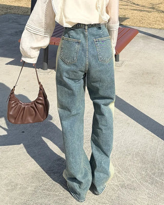 Fringe detail denim pants