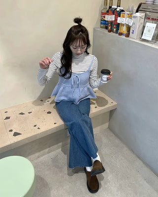 Basic striped turtleneck T-shirt
