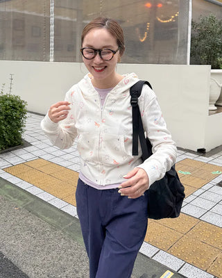 Sketch Pattern Rib Zip-Up Hoodie