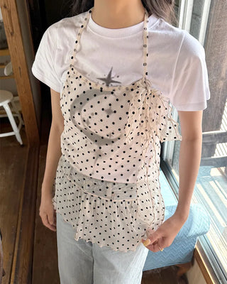 Moon print short-sleeved T-shirt