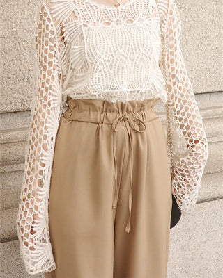 (ORIGINAL) High-waisted frill banding pants