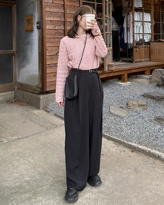Belted wide-leg pants