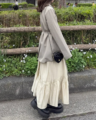 Back Ribbon Shirring Sleeveless Long Dress