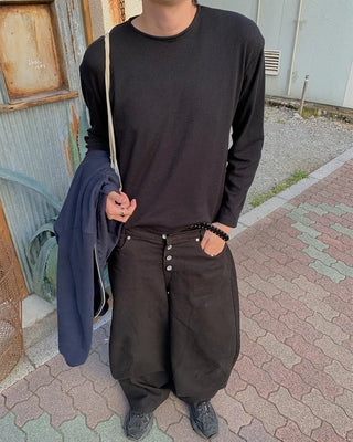Metallic studded black wide-leg pants