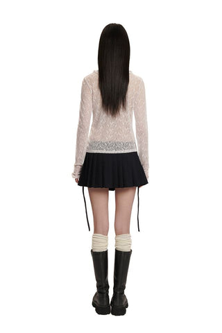 [moromoro2] Lace Trim Fitted Top
