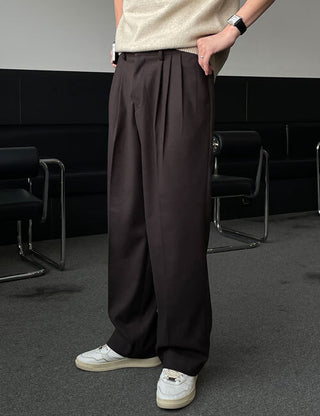 Woody Wool Three-Tuck Slacks (3 colors)