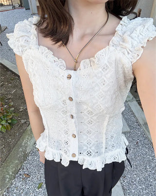 Lace-point blouse