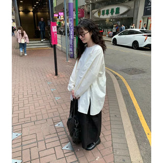 Cotton A-line shirred long skirt